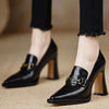 Women's Retro Chunky Heel Pointed Toe Pumps – Slip-On Office Heels by FitiqueFit