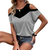 Women's Off-shoulder Casual Short-sleeve Round-neck Top by My Store
