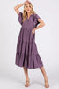 Ruffle Sleeve Collared V Neck Tiered Midi Dress For Women – Elegant and Feminine Dress with Ruffled Sleeves and Tiered Design by Stevvex