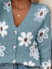 Floral Print Button-Up Knit Cardigan by Wild and Free Boutique