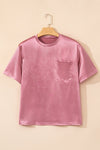Pink Chest Pocket Loose Fit T Shirt