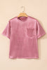 Pink Chest Pocket Loose Fit T Shirt