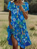 Ethnic Print Midi Dress – Scoop Neck Geometric Pattern Boho Dress by FitiqueFit