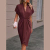 Pleated A-Line Midi Dress – V-Neck Sleeveless Summer Dress by FitiqueFit