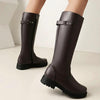 Women’s Retro British-Style Riding Boots – Leather Belt Buckle Knee Boots by FitiqueFit