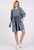 Washed Round Neck Puff Sleeve Denim Dress – Casual, Vintage-Inspired, Comfortable & Chic, Effortlessly Stylish, Classic Denim Dress by Stevvex