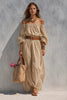 Women's Boat-Neck Sleeveless Cotton-Linen Maxi Dress by FitiqueFit