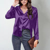 Women’s Satin Lapel Button-Down Blouse by FitiqueFit