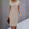 Front Knot Bodycon Midi Dress – Round Neck Sleeveless Tie Dress by FitiqueFit