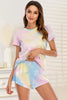 Tie-Dye Round Neck Short Sleeve Top and Shorts Lounge Set
