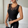 Black Ribbed Rhinestone-Decorated Vest T-Shirt Top by FitiqueFit