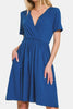 Surplice Short Sleeve Brushed DTY Dress – Elegant, Stylish Surplice Neckline, Soft Brushed Fabric, Comfortable All-Day Wear by Stevvex