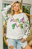 BiBi Fleur De Lis Sleeve Mardi Gras Pullover by FitiqueFit