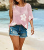 Women's Hollow-Out Drop-Shoulder Loose Knit Top by FitiqueFit