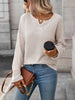 Striped Notched Long Sleeve T-Shirt by Simply Love