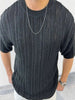 Men's Openwork Round Neck Knit T-Shirt