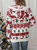 White Drawstring Christmas Element Zip-Up Hooded Jacket Winter Cute Stylish Holiday Outerwear For Her by Stevvex