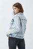 Button Up Washed Jacket Blue Classic Buttoned Jacket With Pocket Detail For Women by Stevvex