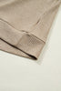 Beige Ribbed Knit Denim Patchwork Button Polo Collar Cuffed Long Sleeve Top by Wild and Free Boutique
