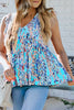 Multicolor Abstract Print Boho Flounce Hem Sleeveless Shirt