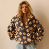 Winter Flowers Lambskin Sweatshirt Women | Cozy Zip-Up Pocket Pullover by FitiqueFit