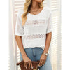 Women’s Short Sleeve Crochet Knit Hollow-Out Top by FitiqueFit