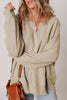 Parchment Raw Edge Exposed Seam Raglan Sleeve Side Slit Sweatshirt by Wild and Free Boutique
