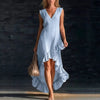 Sleeveless V-Neck Ruffle Hem Maxi Dress – Women's Cotton Linen by FitiqueFit