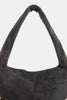 Fame Metallic Studded Faux Suede Shoulder Bag Black