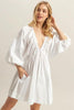 New Plunge Balloon Sleeve Poplin Mini Dress with Pockets For Summer Bold, Elegant, Sexy, Trendy, and Practical with Dramatic Balloon Sleeves and Plunging Neckline for a Fashion-Forward Look by Stevvex