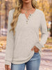 Ribbed Knit Button-Front Long Sleeve T-Shirt by Simply Love