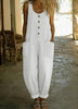 Retro Buckle Multi-Pocket Overalls Jumpsuit | 3/4 Sleeve by FitiqueFit