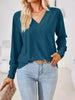 Plus Size V-Neck Textured Long Sleeve T-Shirt by Simply Love
