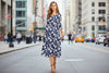 Women’s Floral Patchwork Three-Quarter Sleeve Dress by FitiqueFit
