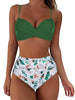 Tropical Vibe High Waist Bikini Set – Flirty V-Neck Swimsuit with Layered Colorblock High Cut Bottom Crisscross Strap Detail & Ultra-Stretch Comfort – Women's Two Piece Swimwear for Summer Beach Pool & Vacation Fun by Stevvex