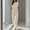 Women’s wide-leg short sleeve jumpsuit by FitiqueFit