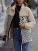 Unique Autumn Leopard Color Block Zip-Up Jacket Trendy Lightweight Jacket with Pockets Charming Winter Jacket by Stevvex