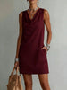 Women's Off-Shoulder Sleeveless Dress – Casual Pullover Midi Dress by FitiqueFit
