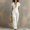 Women's V-Neck Short-Sleeve Top & Pants Two-Piece Set by FitiqueFit