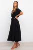 Front Tie Short Sleeve Tiered Midi Dress
