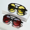 Retro Round Leather Frame Sunglasses – Vintage Fashion Eyewear by FitiqueFit