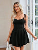 Women's Fashion Summer Solid Color Pleated Design Lace-Up Halter Dresses by FitiqueFit