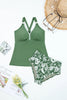 Four Leaf Clover O-ring Knot Back Straps Ricrac Trim V Neck Tankini Contrast Printed Swim Short 2pcs Set by Wild and Free Boutique