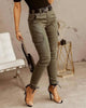 Ankle-length Low-rise Solid-color Cargo Pants With Pockets These Are Slim-fit Leggings by My Store