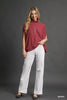 Umgee Textured Mock Neck Relaxed Top by FitiqueFit