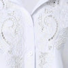 Women’s Contrast Lace Long-Sleeve Button‑Down Blouse by FitiqueFit
