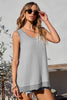 Black Scoop Neck Waffle Knit Splicing Flowy Vest