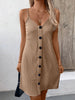 Elegant Textured V-Neck Sleeveless Mini Dress Chic Buttoned Summer Dress Classic Dress by Stevvex