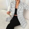 Women’s Plaid Double-Breasted Blazer by FitiqueFit