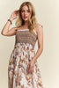 New Summer Smocked Printed Square Neck Tie Shoulder Cami Dress – Trendy, Chic, Feminine, Comfortable, Stylish Summer Dress by Stevvex